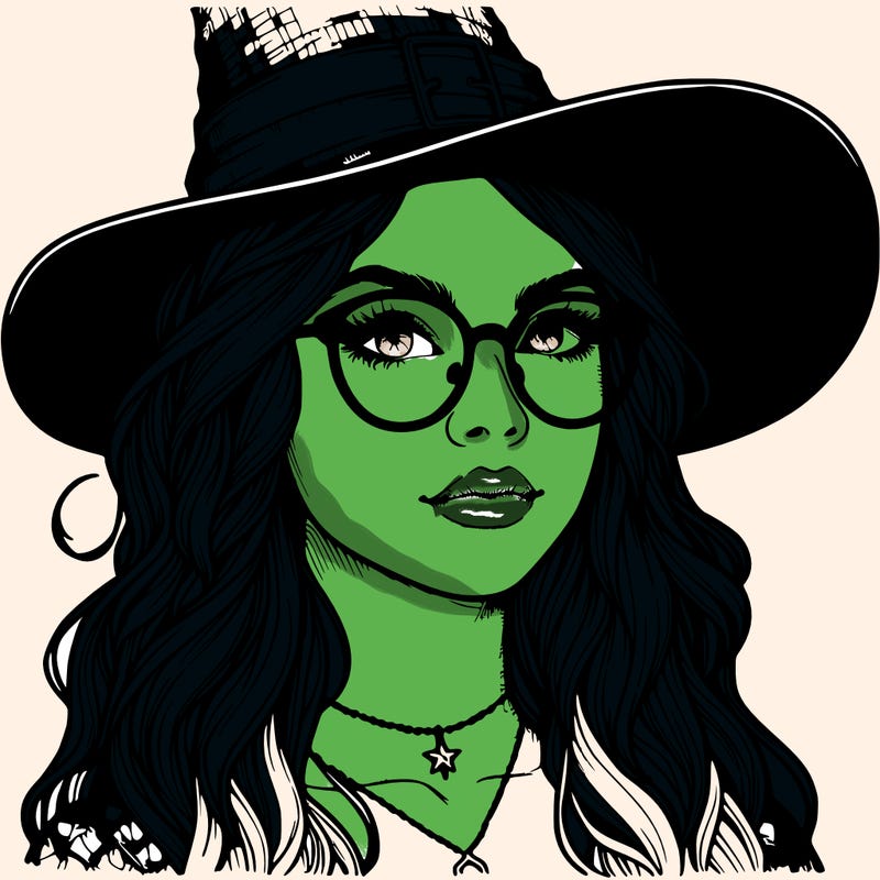 a witch with glasses realistic