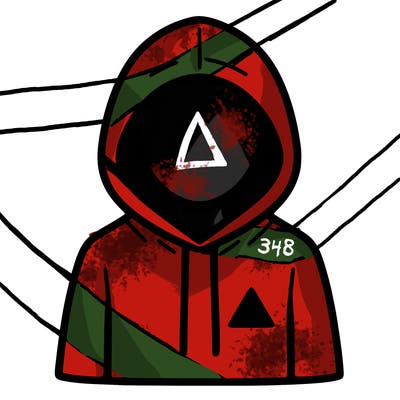 a person with non face waering a hoodie with a small triangle symbol