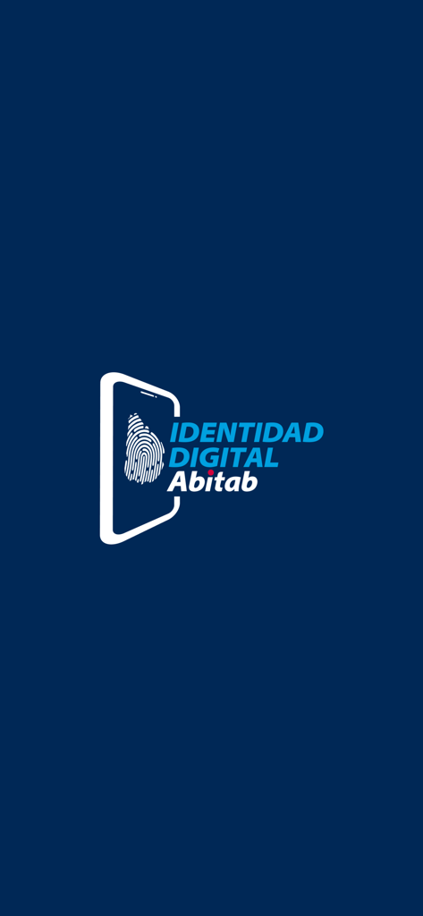 Identidad Digital Abitab - Identidad Digital Abitab splash screen featuring the app logo with a smartphone and fingerprint icon on a blue background.