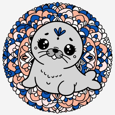 a cute baby seal mandala