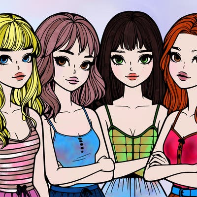 four realistic girls