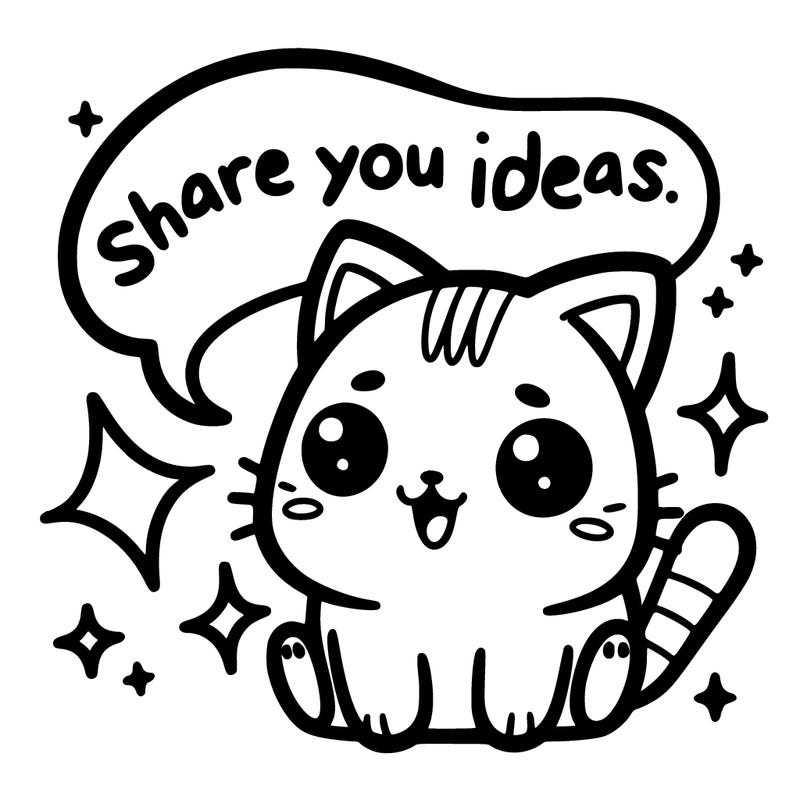 cute cat saying share your ideas