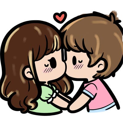 a girl and a boy kissing