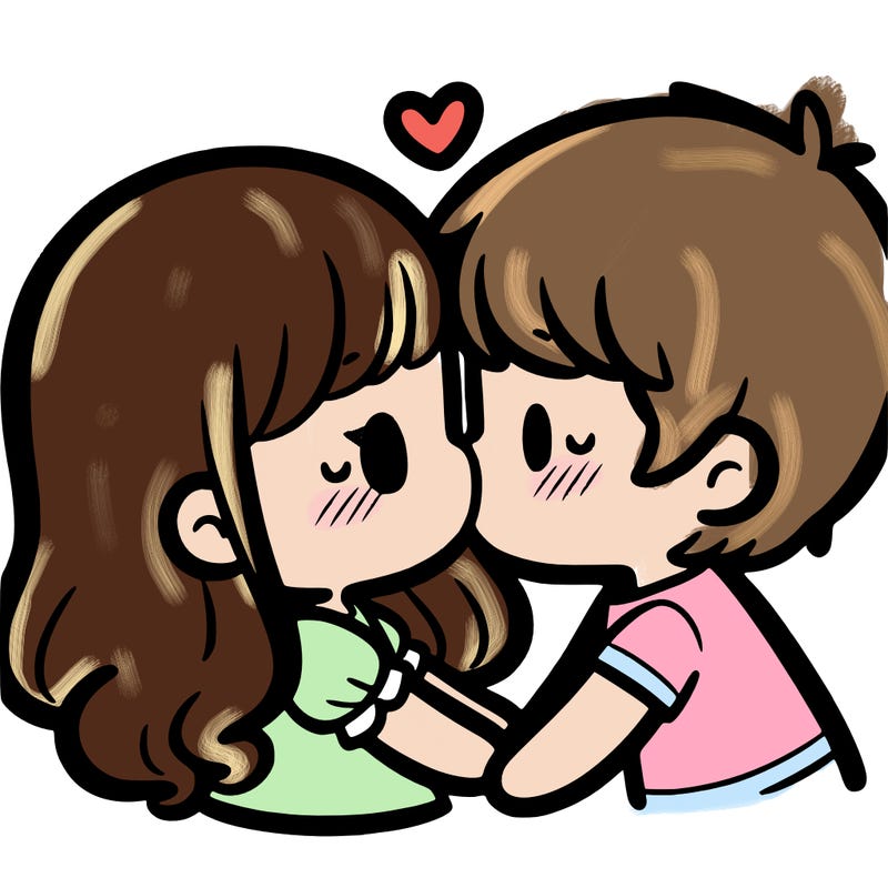 a girl and a boy kissing