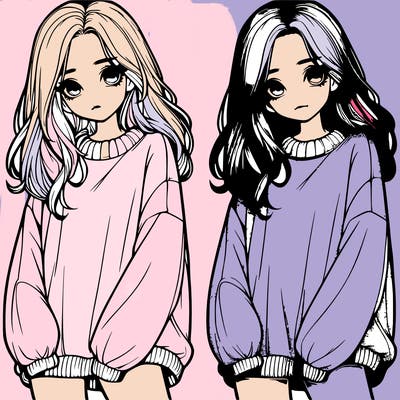 realistic girl with baggy sweater