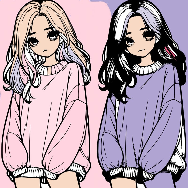 realistic girl with baggy sweater