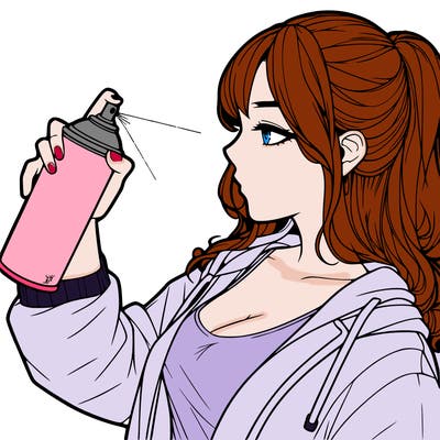 a realistic girl spray, painting