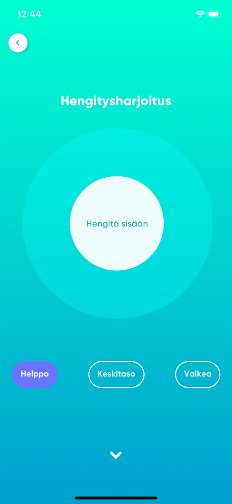 Chillaa - Guided breathing exercise screen in the Chillaa mindfulness app for stress relief with difficulty levels