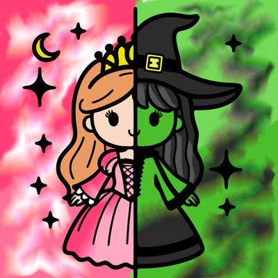 split princess and witch