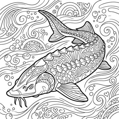 Embrace the spirit of Pride Month with this stunning sturgeon coloring page. Its detailed patterns and flowing ocean background offer a truly engaging creative experience for all ages.