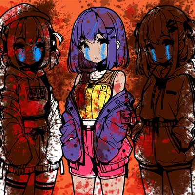 anime girls in streetwear outfits