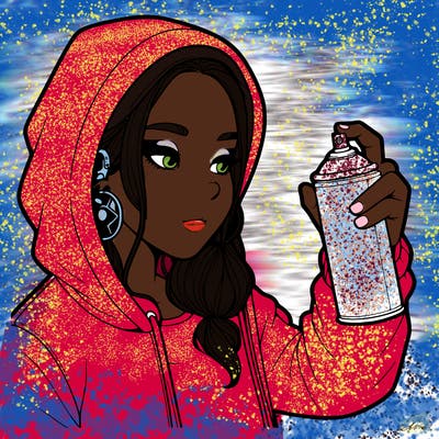 a realistic girl, spray painting
