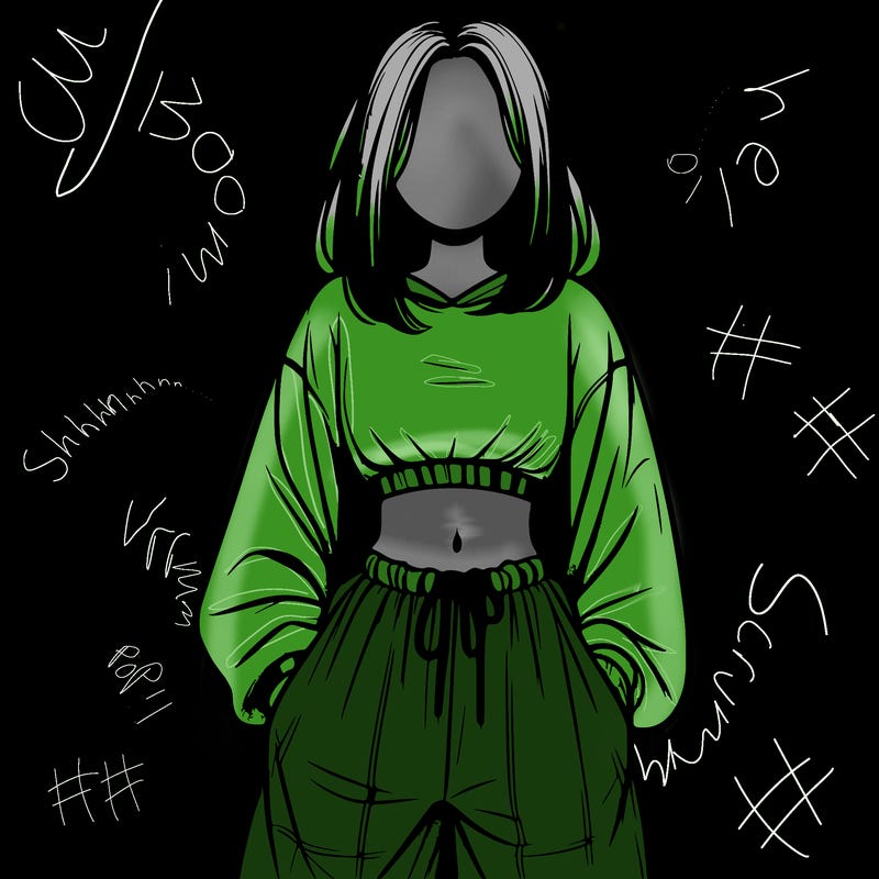 realistic girl faceless with baggy pants and a crop top