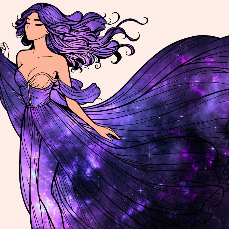 realistic woman in dress flowing the the wind