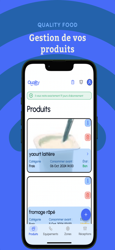 Quality Food - Interfaccia dell'app Quality Food per la gestione dell'inventario di cucina e delle date di sicurezza alimentare