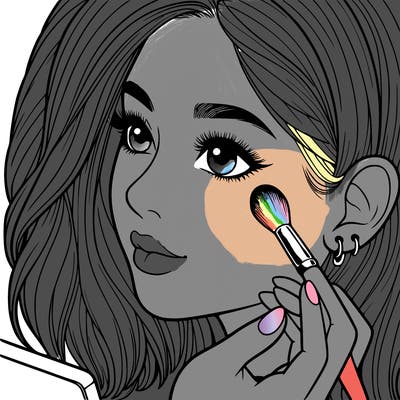 a realistic girl doing her makeup