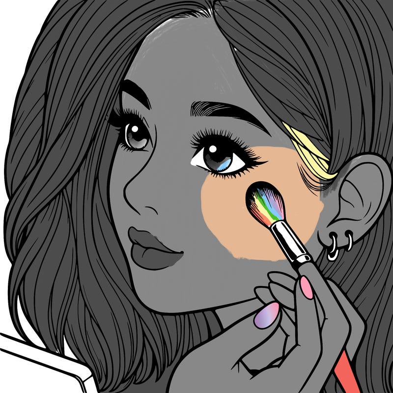 a realistic girl doing her makeup