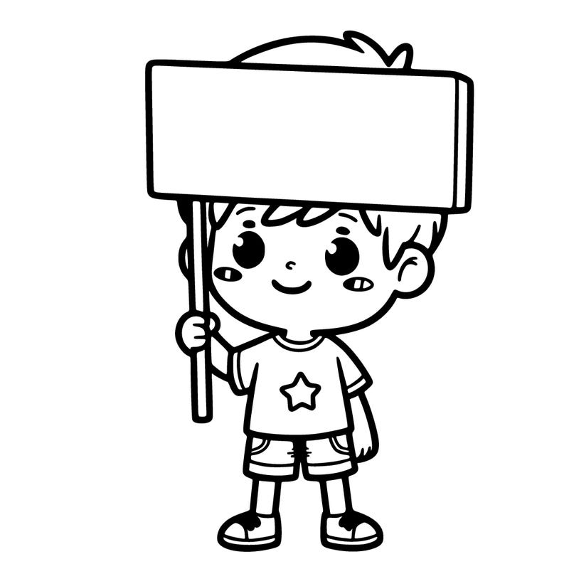 boy holding a sign