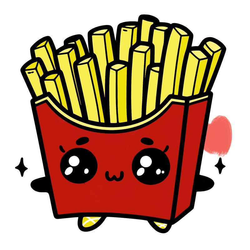 a cute. french fries