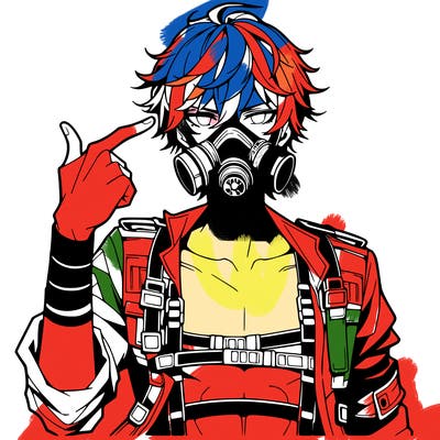 hot anime boy wearing gas mask