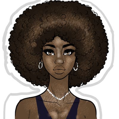 realistic lady with afro