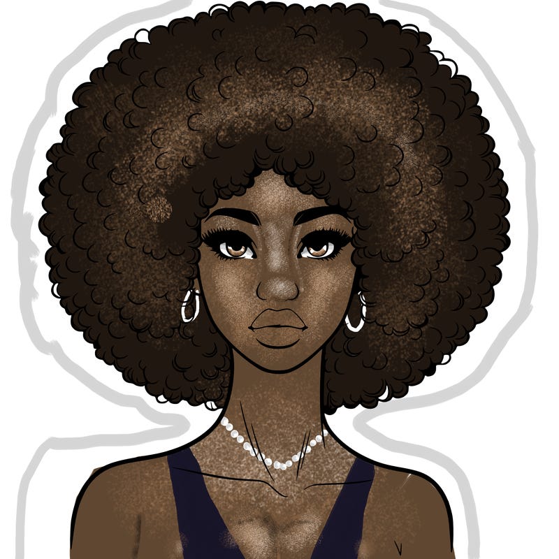 realistic lady with afro