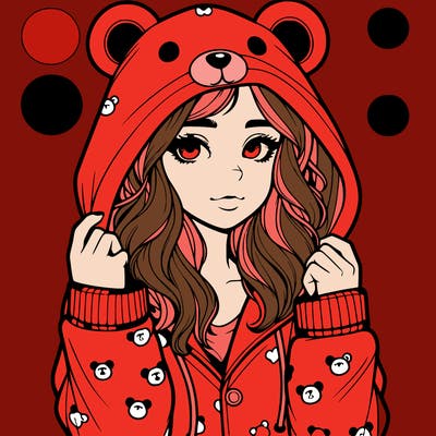 realistic girl in a animal pjs hoodie