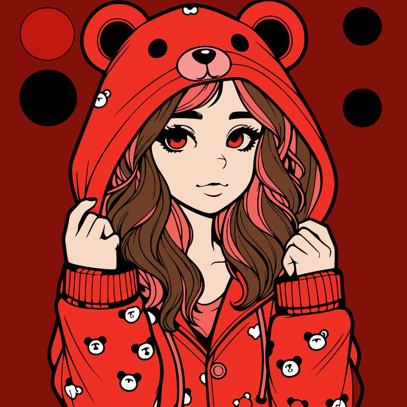 realistic girl in a animal pjs hoodie