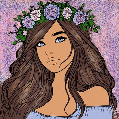 realistic girl with flower crown