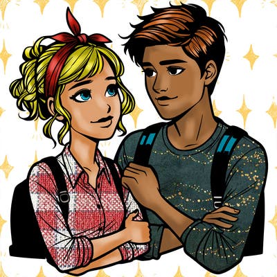 realistic teenage boy and girl in love