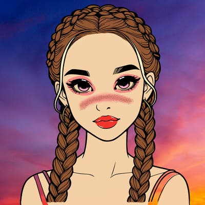 realistic girl with braids