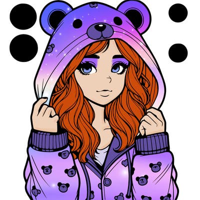 realistic girl in a animal pjs hoodie