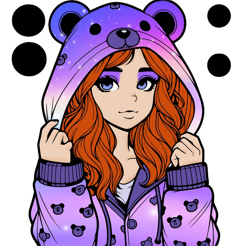 realistic girl in a animal pjs hoodie