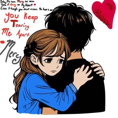 realistic sad girl being hugged by a boy