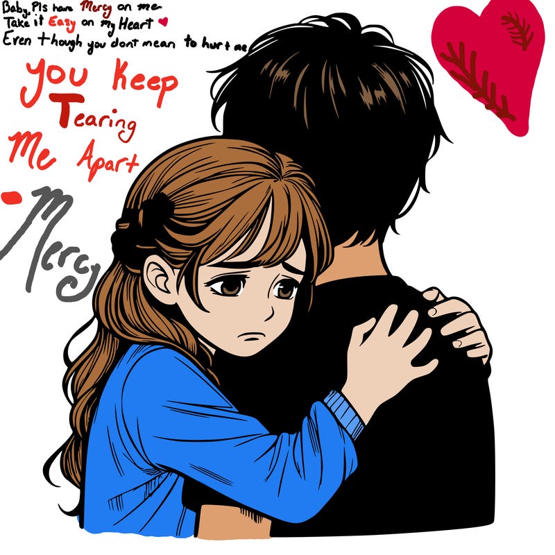 realistic sad girl being hugged by a boy