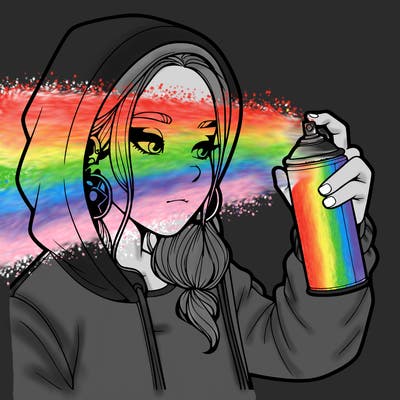 a realistic girl, spray painting