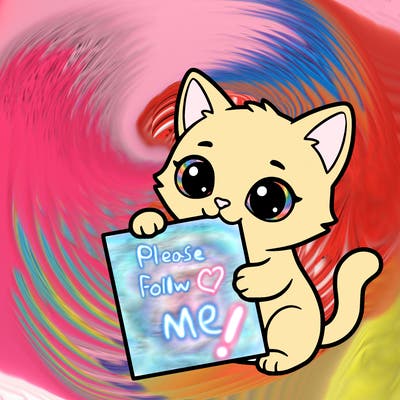 a small cat with a blank sheet of paper in its hand. the cat is sooooooo cute!