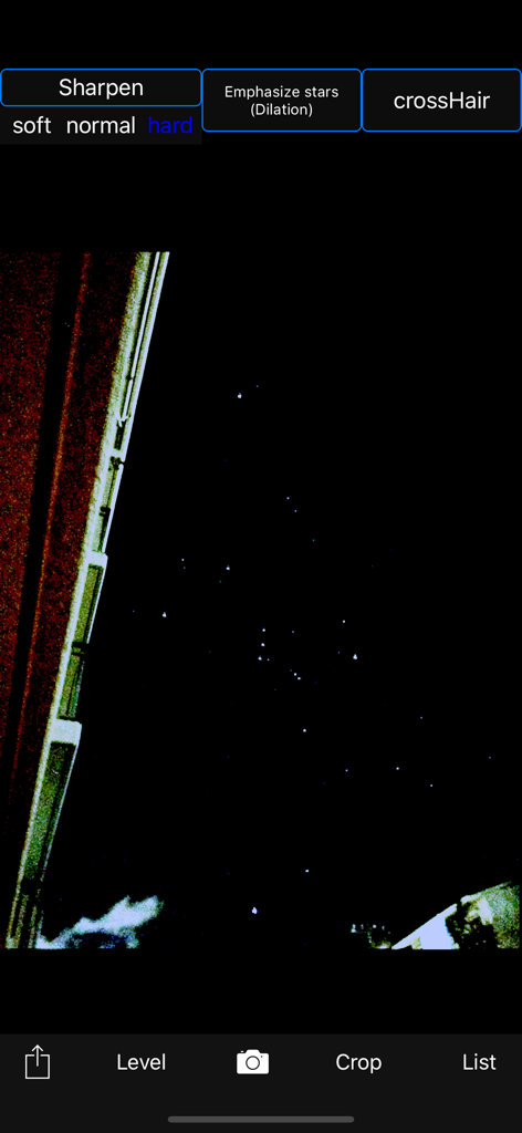 Starry sky Camera - Starry sky Camera app editing a night sky photo with star sharpening tools