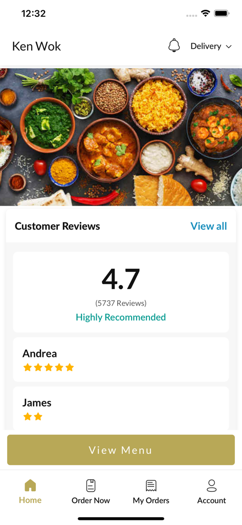 Ken Wok Cumbernauld - Ken Wok Cumbernauld App Bewertungsbildschirm mit hohen Nutzerbewertungen