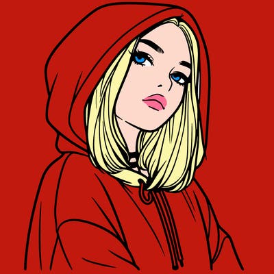 a realistic girl in a hoodie