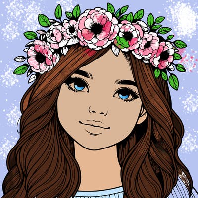 realistic girl with flower crown