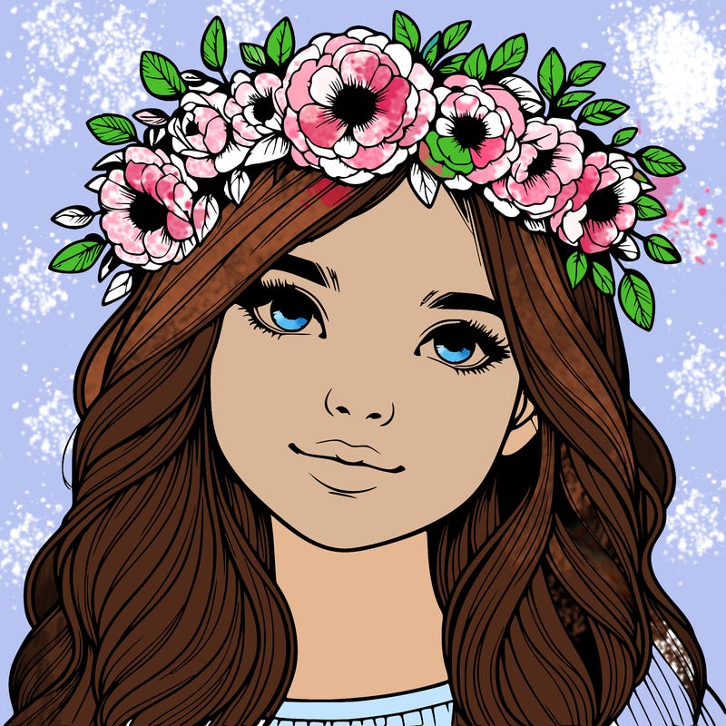 realistic girl with flower crown