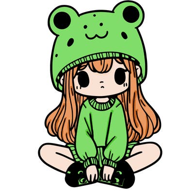 a girl wearing a frog hat and some frog socks