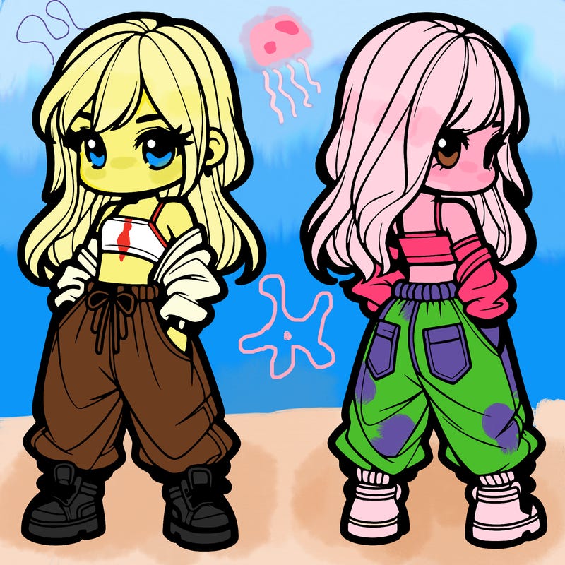 girl in crop top and baggy pants