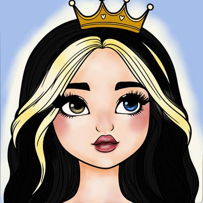 a realistic girl with a crown on