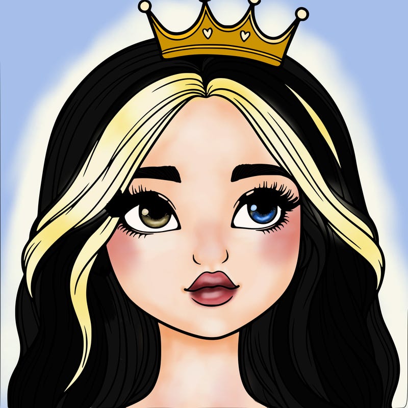 a realistic girl with a crown on