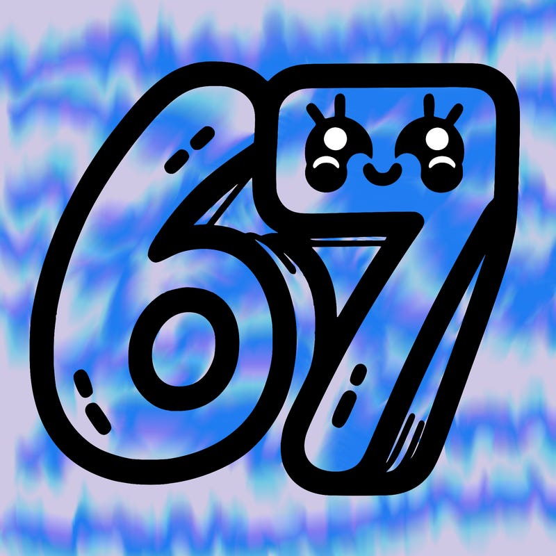 the numbers 67