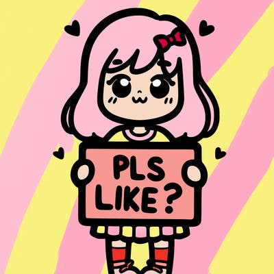 girl holding sign saying pls like?