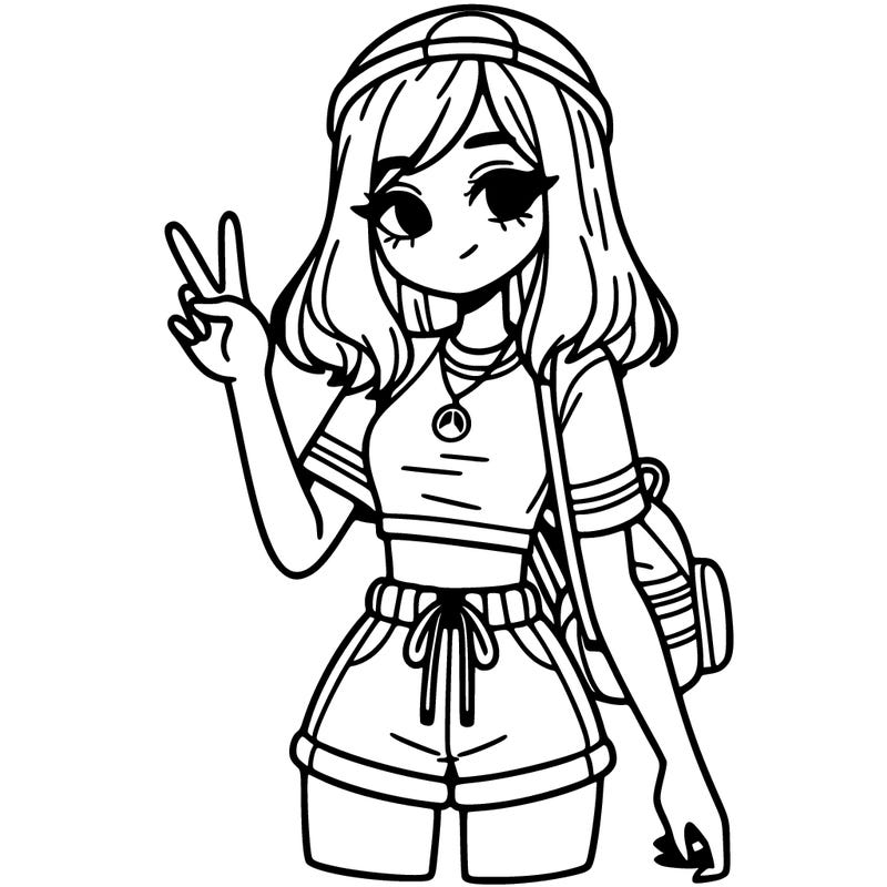 girl doing ✌🏼and wearing a lululemon penny pack and crop top and shorts.