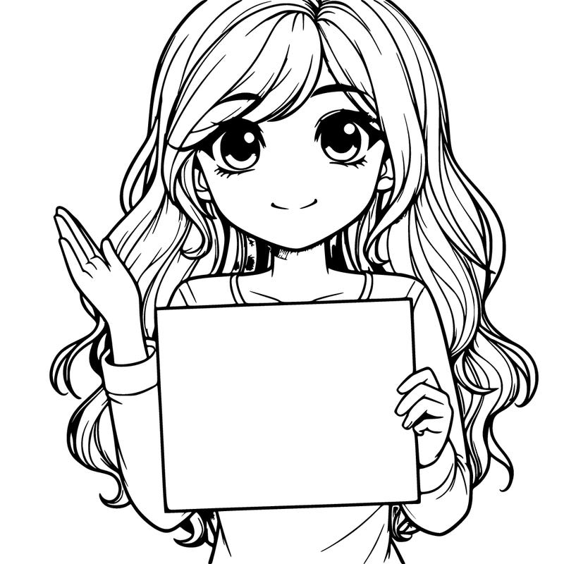 realistic girl holding up a plain sign